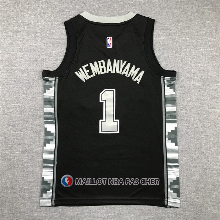 Maillot Enfant San Antonio Spurs Victor Wembanyama NO 1 Statement 2022-23 Noir